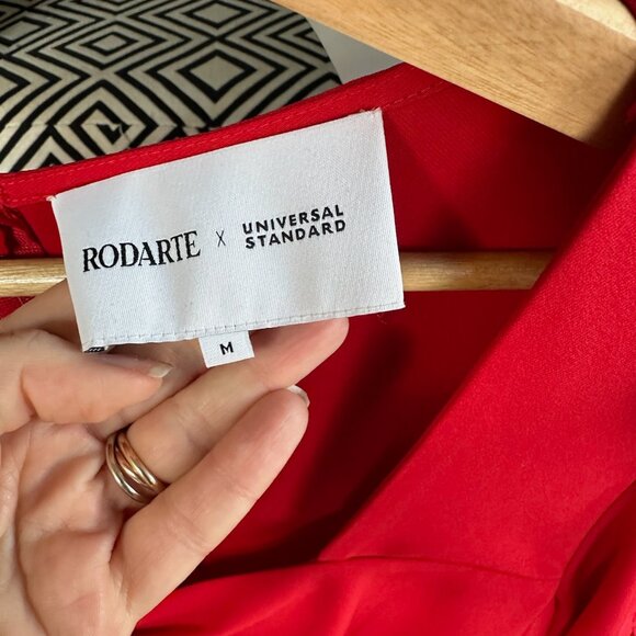 Universal Standard x Rodarte Asymmetric Midi Red Dress US Size M - Picture 4 of 6